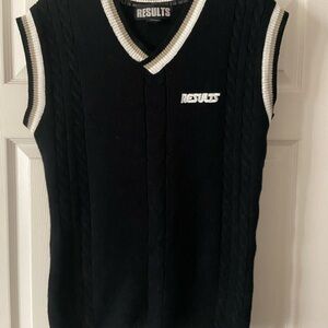 Vintage Men’s Results Black Knit Sleeveless Sweater Vest